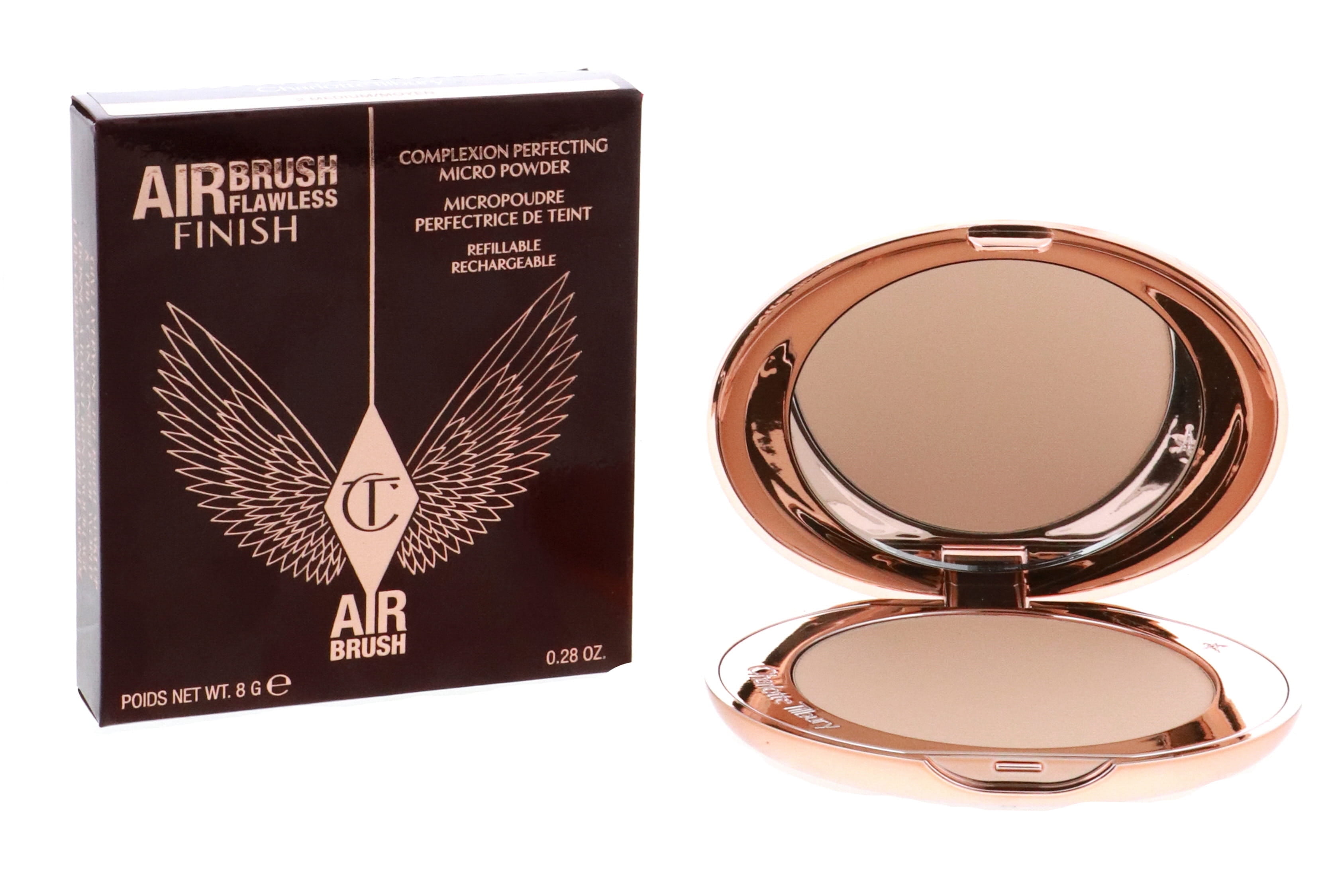 Charlotte Tilbury Airbrush Flawless  Finish 2 Medium с крыльями коричневая пудра