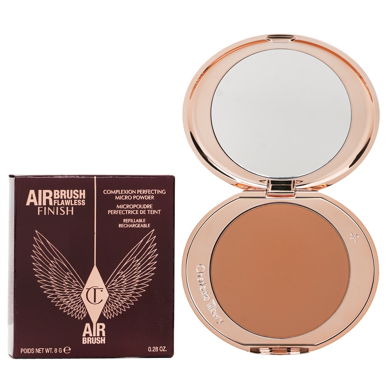 CHARLOTTE TILBURY Airbrush Flawless Finish Complexion Perfecting Micro Powder 3 TAN / DORE с крыльями коричневая пудра