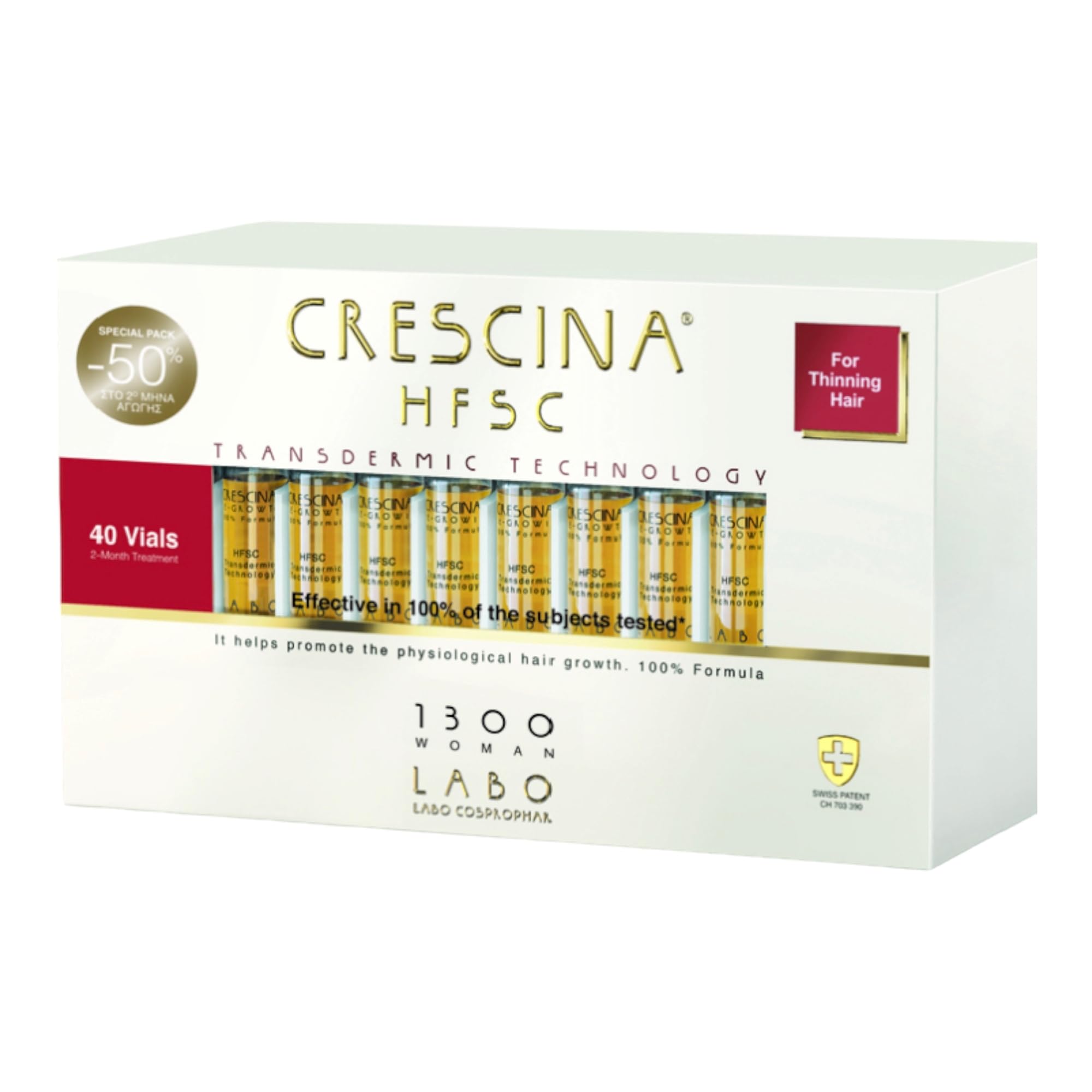 Crescina Трансдермик HFSC 1300, для женщин 10+10 (лосьон Re-Growth HFSC amn N°110+лосьон Anti-Hair