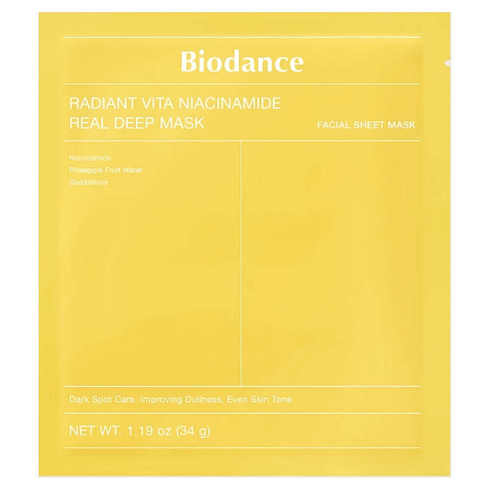 Гидрогелевая маска с ниацинамидом для сияния кожи Biodance Radiant Vita Niacinamide Real Deep Mask 34г