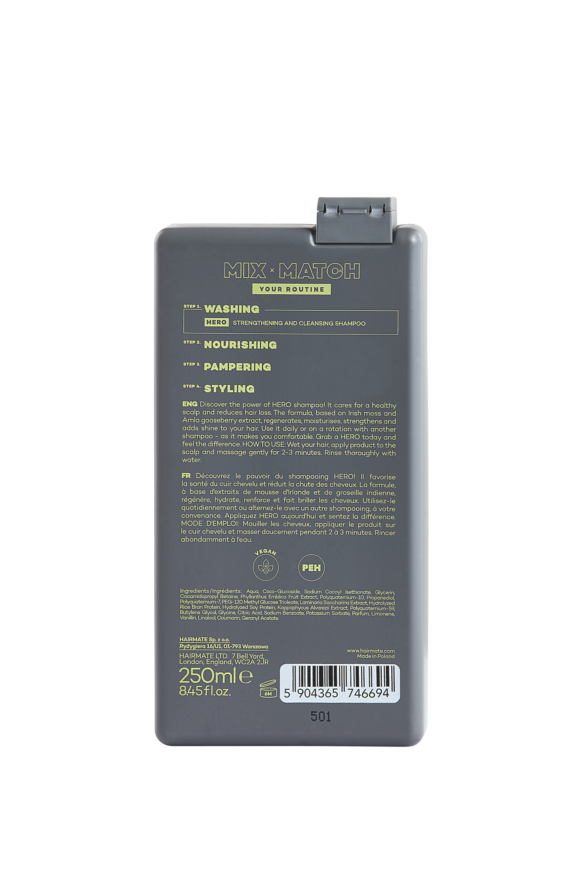 Hairmate Hero Shampoo 250ml - укрепляющий шампунь от выпадения волос